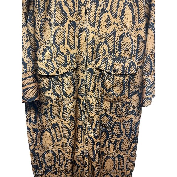 Zara Women's Snakeskin Print Long Sleeve Button Collared Midi Dress Size Large - Picture 4 of 11